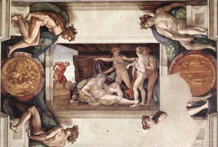 Michelangelo Buonarroti Drunkenness of Noah oil painting picture